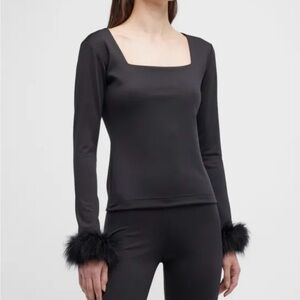 Sleeper | Intimates & Sleepwear | The Weekend Chic Feather-Trim Pajama Top